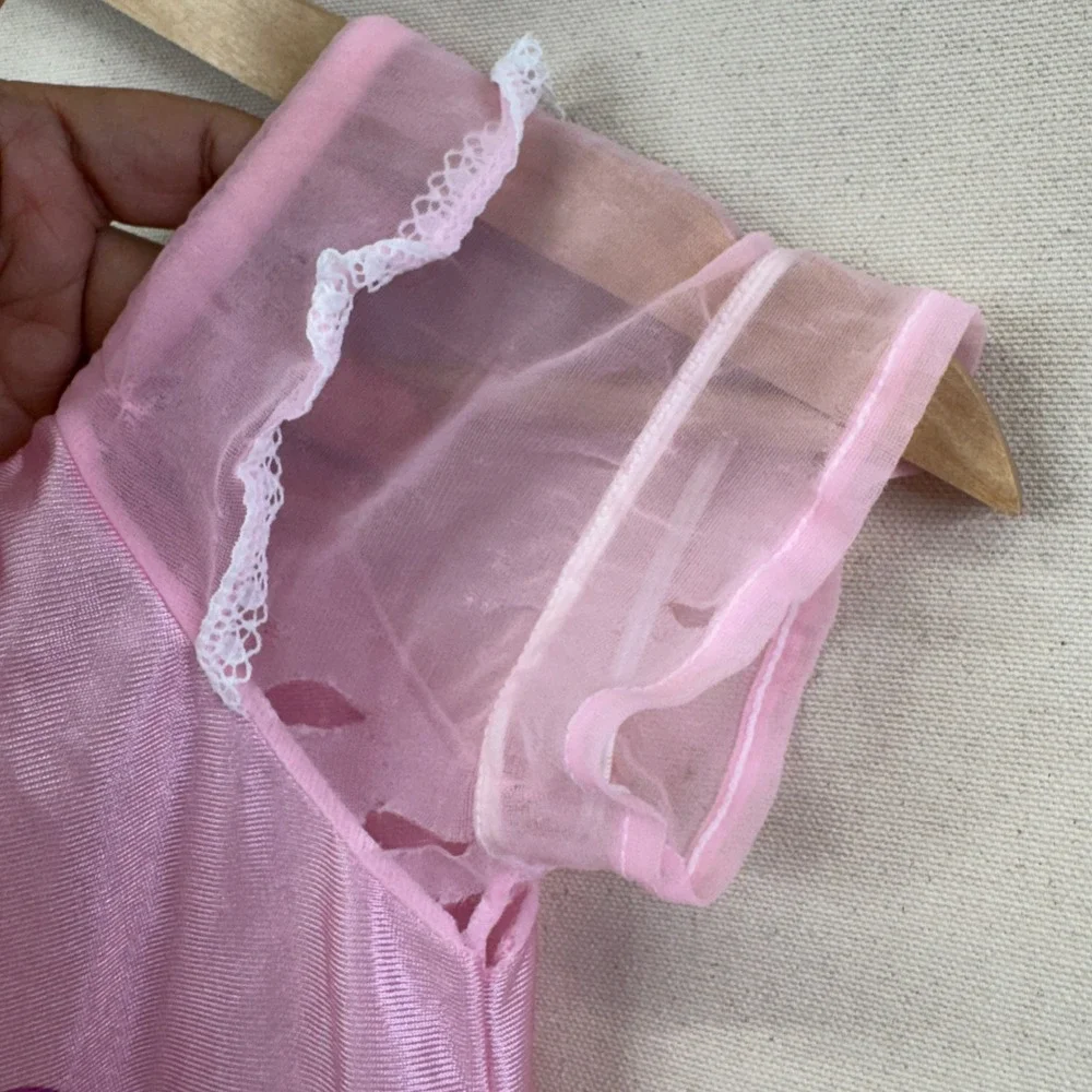 Barbie Vintage 90s Nightgown Girls Size 4/5 Pink Lace Barbiecore Mattel Set of 2
